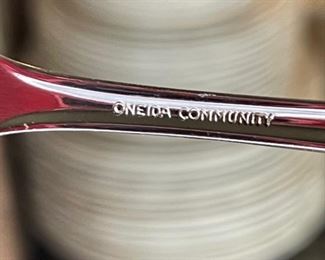 61pc Oneida Community Royal Flute Glossy Stainless Steel Flatware Set Silverplate 61pc