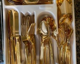 79pc Gold Plated flatware set 79pc