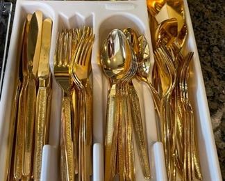 79pc Gold Plated flatware set 79pc