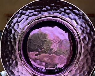 32pc Purple Textured Glass Plates & Bowls 32pc
