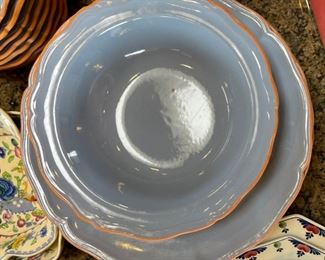 34pc Loneoak & Co Terracotta & Blue dish-ware 34pc