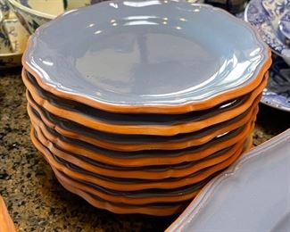 34pc Loneoak & Co Terracotta & Blue dish-ware 34pc