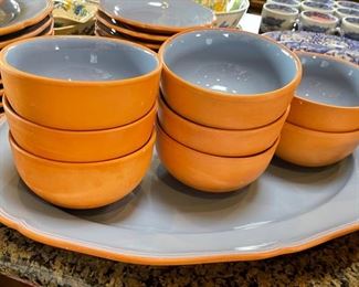 34pc Loneoak & Co Terracotta & Blue dish-ware 34pc