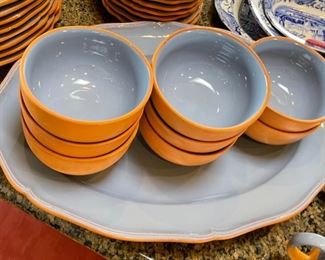 34pc Loneoak & Co Terracotta & Blue dish-ware 34pc