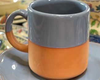 34pc Loneoak & Co Terracotta & Blue dish-ware 34pc