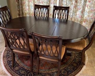 Drexel Heritage European Retreat Empire Oval Dining Table w/ 6 Chairs Table: 30x42x54-74in HxWxD