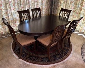 Drexel Heritage European Retreat Empire Oval Dining Table w/ 6 Chairs Table: 30x42x54-74in HxWxD