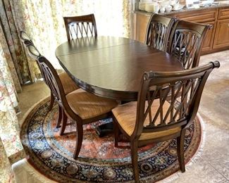 Drexel Heritage European Retreat Empire Oval Dining Table w/ 6 Chairs Table: 30x42x54-74in HxWxD