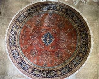 7ft Round Hand Knotted Wool Rug 84in diameter