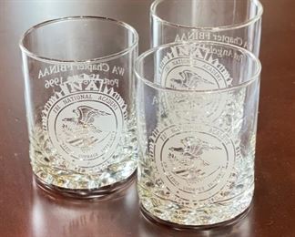 3pc FBI National Academy Glasses Bar Beverage Tumblers 4 in H x 3.25in dia