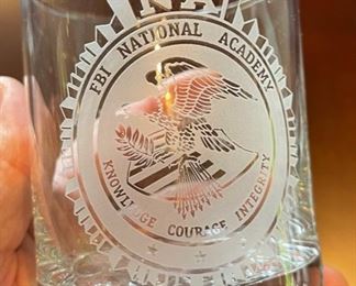 3pc FBI National Academy Glasses Bar Beverage Tumblers 4 in H x 3.25in dia