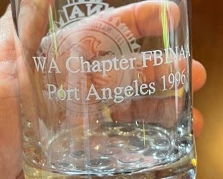 3pc FBI National Academy Glasses Bar Beverage Tumblers 4 in H x 3.25in dia
