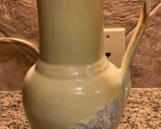 Signed Studio Pottery Pitcher 12 x 7 x 5.5in HxWxD