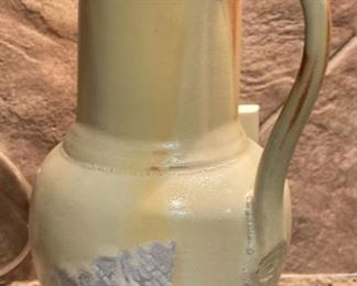 Signed Studio Pottery Pitcher 12 x 7 x 5.5in HxWxD