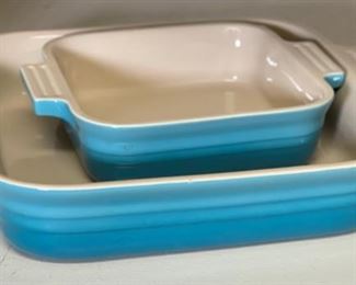 2pc Le Creuset Square Baking Dishes Blue LG: 2 x 11 x 9in HxWxD