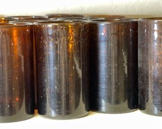 14pc Brown Hand Blown Bubble Glass Cups Highball Drinking Glasses Drinkware 5.75in H x 3.25 in diameter approximately