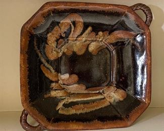 4pc Studio Art Pottery Earthenware Serving Platters Signed Largest: 2 x 11.5 x 12.5in