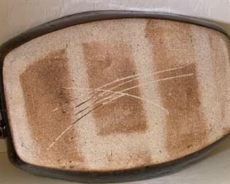 4pc Studio Art Pottery Earthenware Serving Platters Signed Largest: 2 x 11.5 x 12.5in