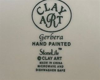 7pc Clay Art Gerbera Figural Floral Plates Yellow Daisy 8.25in diameter