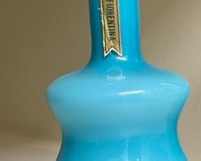 2pc Stelvia Opalina Fiorentina Italian Glass Vases Pair 6.5 in H