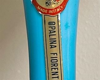 2pc Stelvia Opalina Fiorentina Italian Glass Vases Pair 6.5 in H