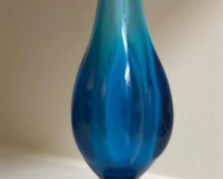 Blue Glass Swung Vase 11 in H