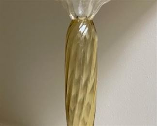 Art Glass Yellow Glass Candle Holder 10.25 in H