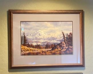 Original Oil Painting Mt. Rainier Randy Van Beek Art Vanbeek frame: 23 x 29.25 x 1.5 In Image: 13 x 20 in HxWxD