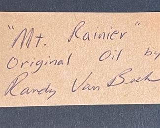 Original Oil Painting Mt. Rainier Randy Van Beek Art Vanbeek frame: 23 x 29.25 x 1.5 In Image: 13 x 20 in HxWxD
