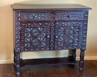 Rustic Hand-carved Console Cabinet 42.5 x 48 x 20.5 in HxWxD