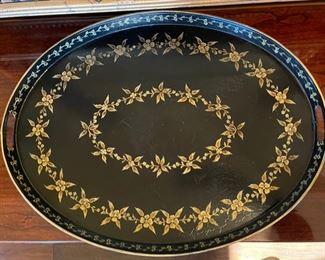 Heavy Bronze & Porcelain Centerpiece bowl w/ Tray Bowl: 10.75 x 16 in