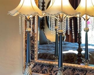 2pc Bronze & Black Pineapple Column Lamps PAIR 45 x 16 in diameter