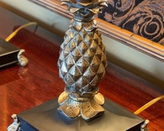 2pc Bronze & Black Pineapple Column Lamps PAIR 45 x 16 in diameter