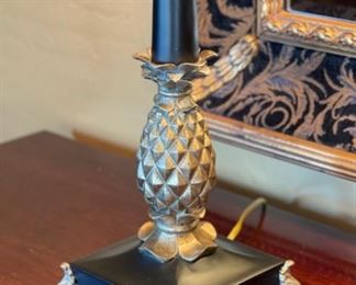 2pc Bronze & Black Pineapple Column Lamps PAIR 45 x 16 in diameter