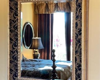 Gold & Fabric Frame Ornate Mirror 55 x 45 x 4 in HxWxD