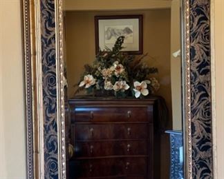 Gold & Fabric Frame Ornate Mirror 55 x 45 x 4 in HxWxD