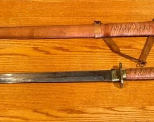 3 Samurai Swords on Display 28 x 48 x 1.5 in HxWxD