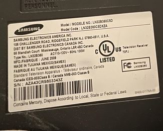 Samsung 32in HD LCD TV LN32B360C5D TV 22.5 x 31.5 x 7 in HxWxD
