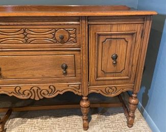 Oak Sideboard Buffet cabinet 37 x 60 x 20 in HxWxD
