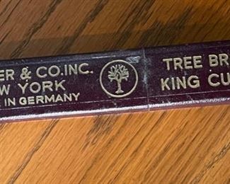 Antique Boker Tree Brand King Cutter Straight Razor Box: 6.5x1x.5in HxWxD