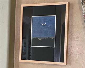 Crescent Moon over Mountains Framed Print Frame: 17.5x14.5in HxWxD