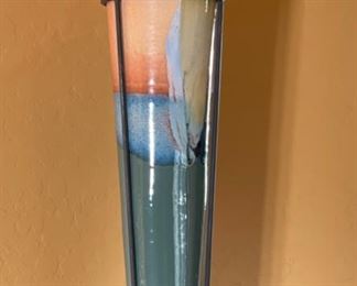 Ojo Sarco Pottery Ceramic Vase with Iron Stand Kathy Riggs and Jake Willson 19 in by 6in diameter