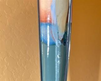 Ojo Sarco Pottery Ceramic Vase with Iron Stand Kathy Riggs and Jake Willson 19 in by 6in diameter