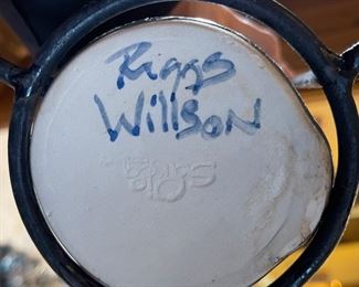 Ojo Sarco Pottery Ceramic Vase with Iron Stand Kathy Riggs and Jake Willson 19 in by 6in diameter