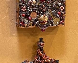 2pc Metal Art Queen of Roses Mirror & Cross Mirror: 7.25 x 5.5 x 1.5in HxWxD