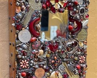 2pc Metal Art Queen of Roses Mirror & Cross Mirror: 7.25 x 5.5 x 1.5in HxWxD