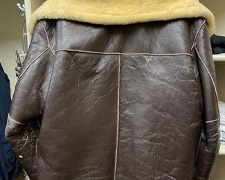 Weathered Antler Flight Jacket Sheepskin Shearling XL