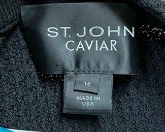 St. John Caviar Black Knit Suit Size: 16