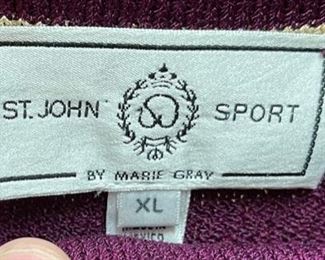 St. John Sport Marie Gray Knit Sweater & Pants Size: XL