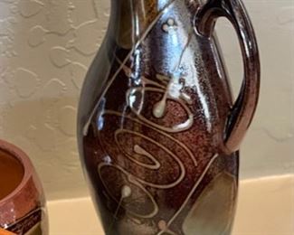 3pc James Brooke Studio Pottery Plate, Pitcher, Bowl Set Plate: 12.75 x 12.75